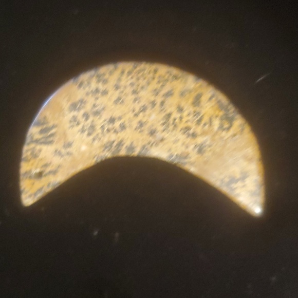 New Brown Scenery Stone Carved Crescent Moon Pendant. - Picture 7 of 10